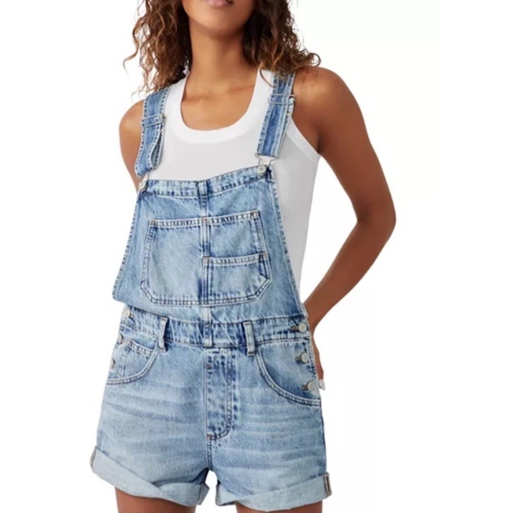 We The Free Ziggy Cotton Denim Romper Size Xl Light Denim
